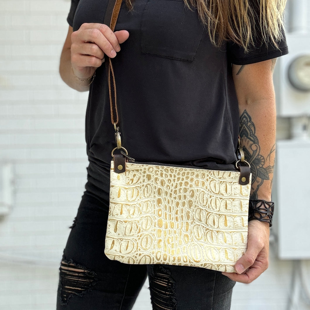 Go Small Zippered Crossbody - Croc Embossed