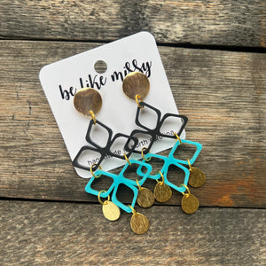 GAME DAY -  Black & Teal - Statement Earrings