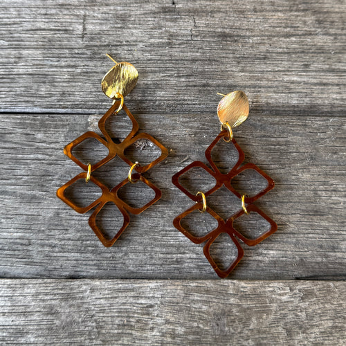 Positano Drops - Chestnut Swirl - Acrylic Earrings