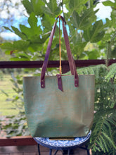Tall Tote - Green Snake Embossed