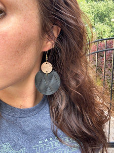 Rachael - Black Diamond Stitch - Leather Earrings