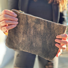 Large Zippered Wristlet - Cowhide + Caramel Kodiak