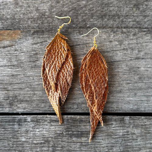 Wings of an Angel - Small - Bronze - Leather Earrings
