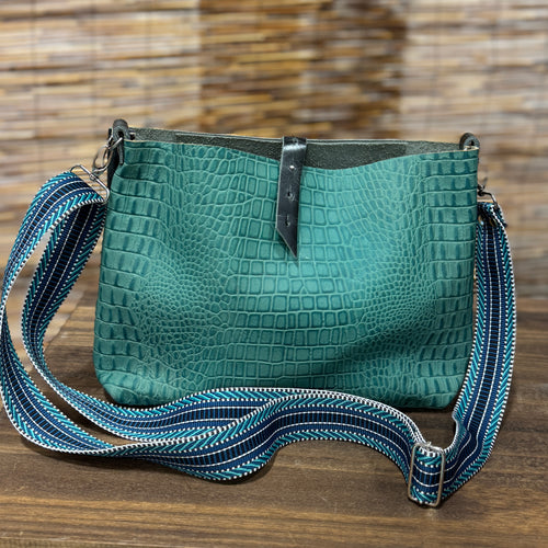 Go Everywhere Crossbody Bag - Turquoise Croc