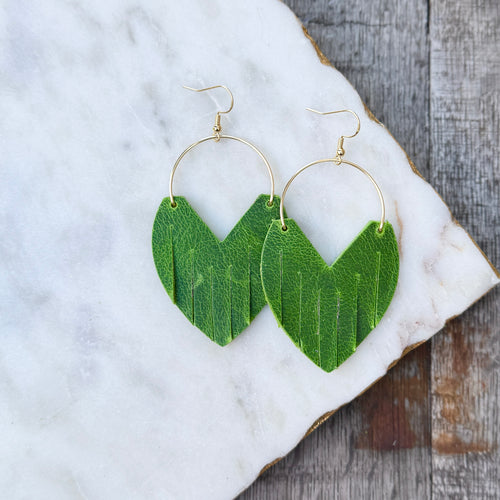 Glam Hoops - Bright Grassy Green - Leather Earrings