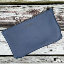 [raleigh leather] Clutch - Blue + Gold Embossed with Navy