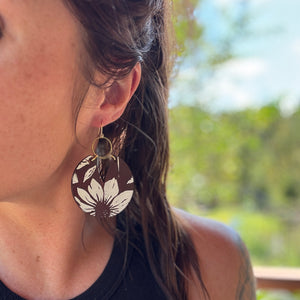Viv - Hand Painted White Leather Earrings