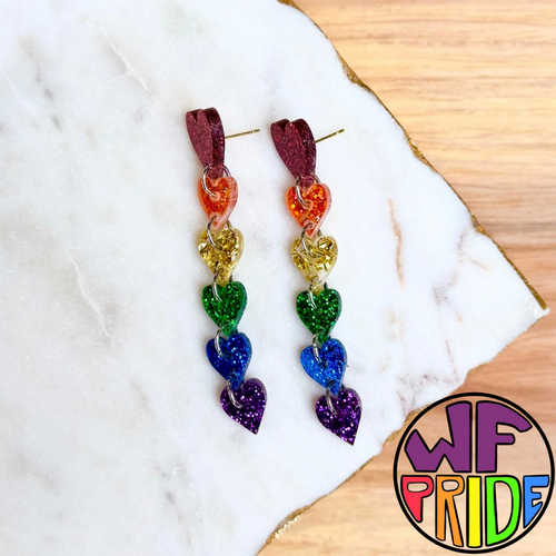 Cascading Hearts - Silver - Studs