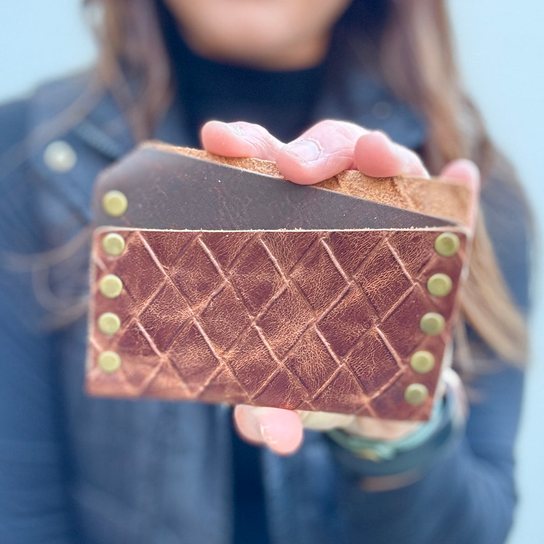 Card Wallet - Brown Basketweave