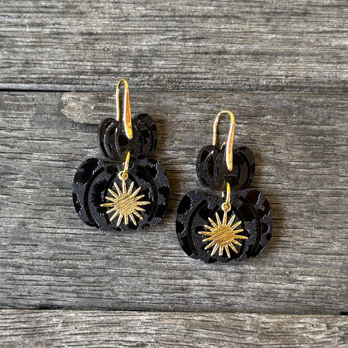 Pumpkin Mini Stacks - Black Leopard - Acrylic Earrings