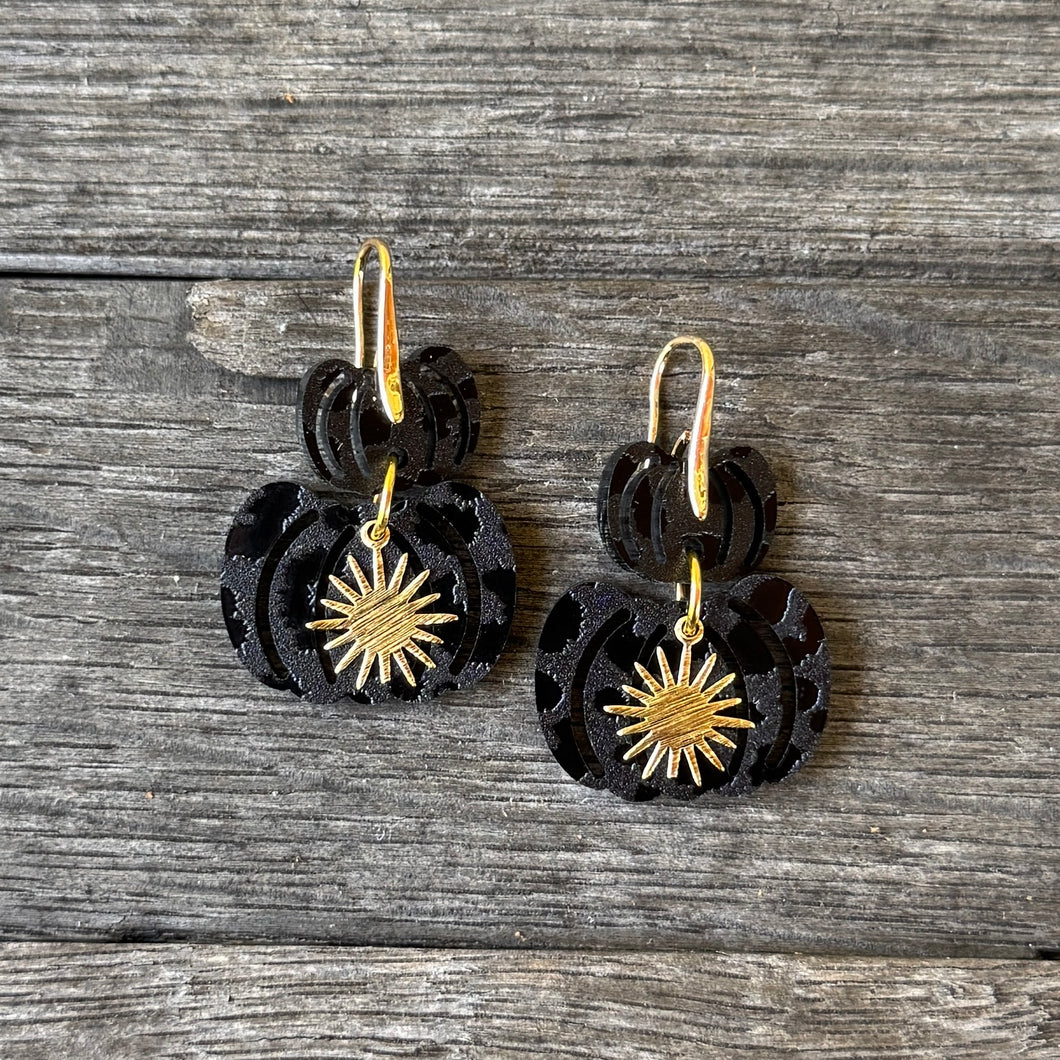 Pumpkin Mini Stacks - Black Leopard - Acrylic Earrings