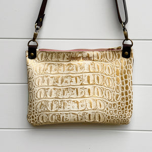 Go Small Miscellany Zippered Crossbody - Cowhide + Floral