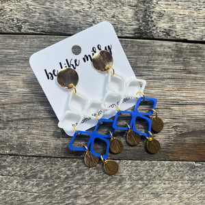 GAME DAY -  White & Blue - Statement Earrings