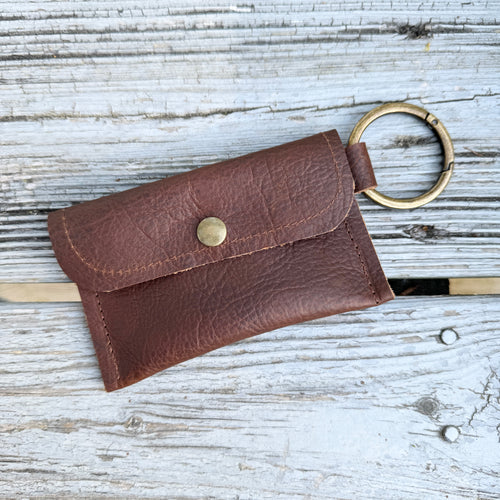 Keychain Wallet - Caramel with Brass