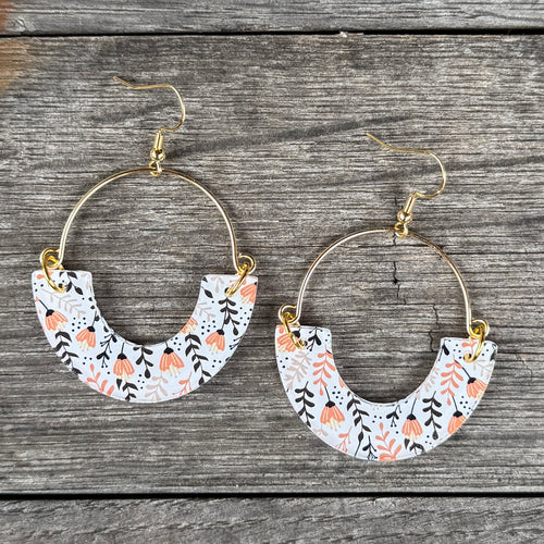 Remix Hoops - White + Peach Floral