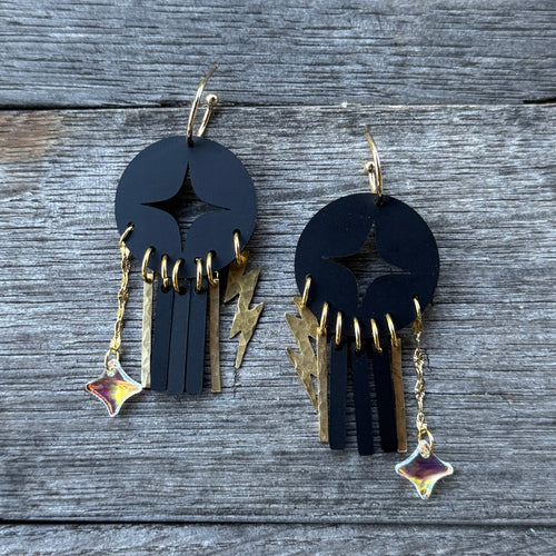 Opalite Boho Drops - Onyx - Acrylic Earrings