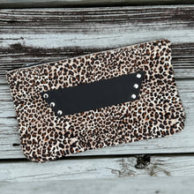 [raleigh leather] Clutch - Mini Leopard with Black + Silver