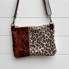 Go Small Miscellany Zippered Crossbody - Basketweave + Leopard