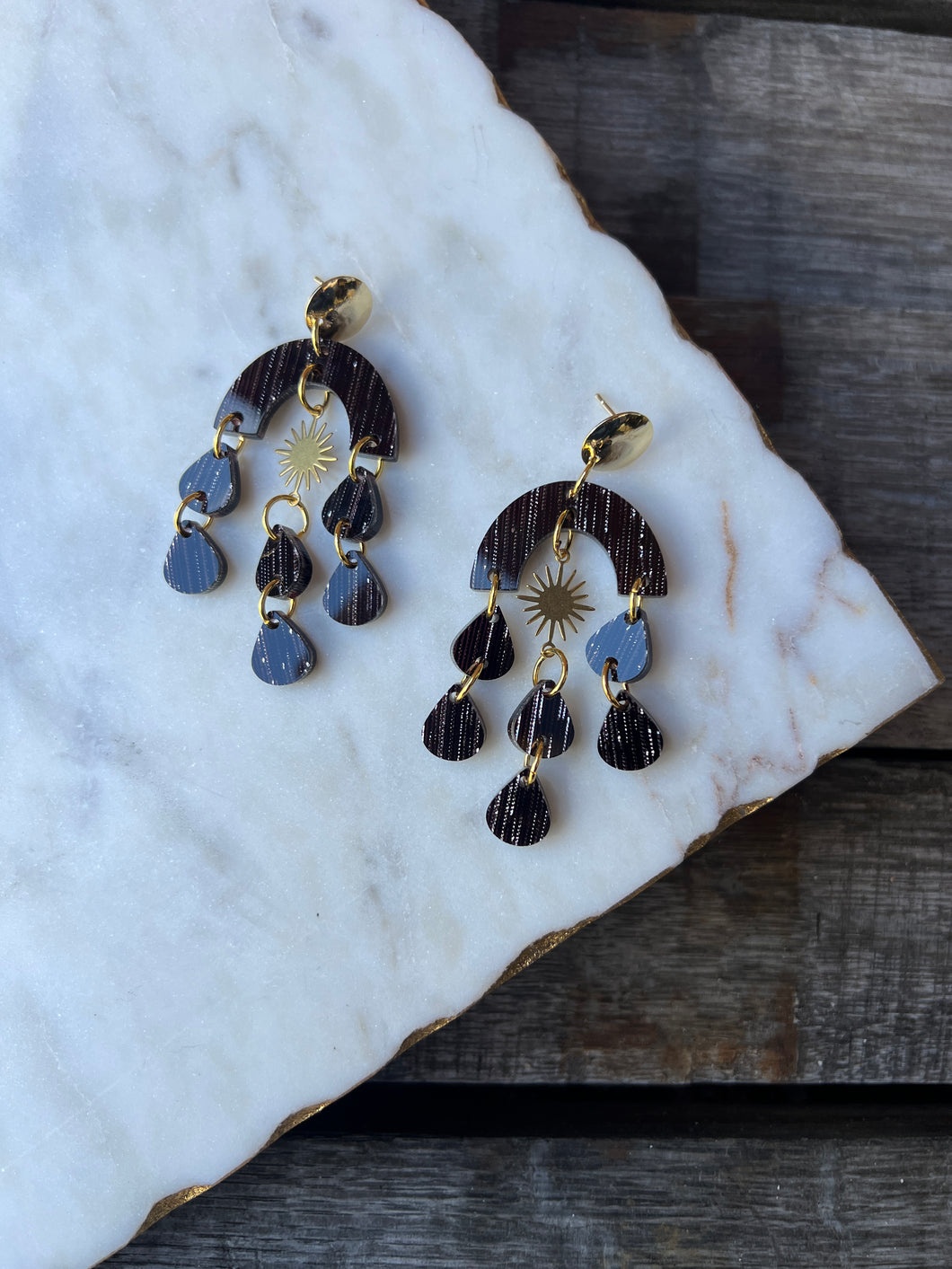 Ellie Chandelier Earrings - Matrix Shimmer - Acrylic Earrings