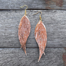 Wings of an Angel - Small - Rose Gold Crackle - Leather Earrings