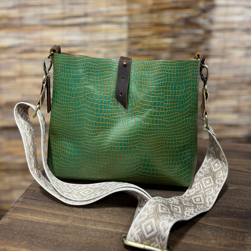 Guitar Strap Crossbody - Spring Green Snake