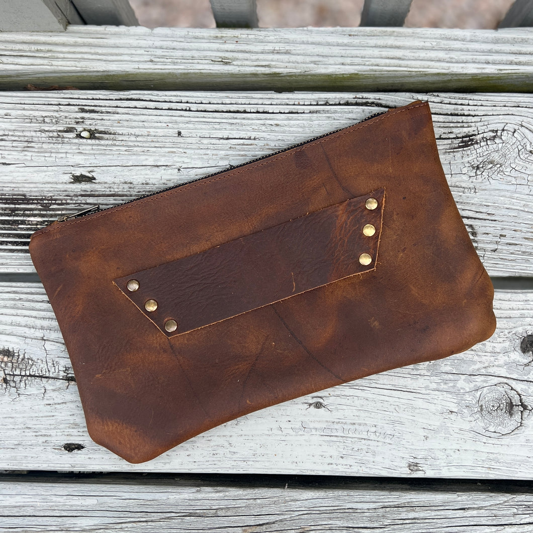 Fall - [raleigh leather] Clutch- Caramel
