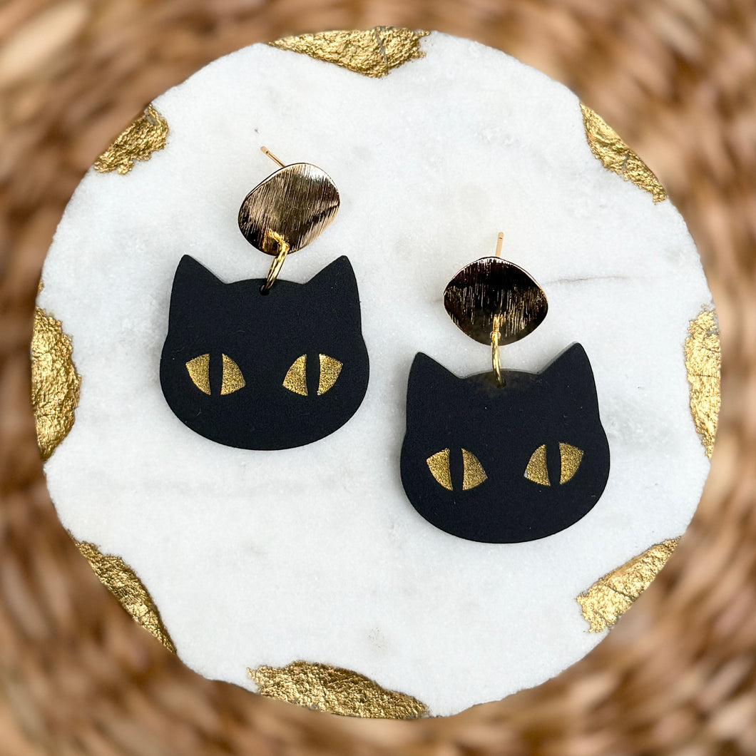 Midnight - Black Cat Earrings