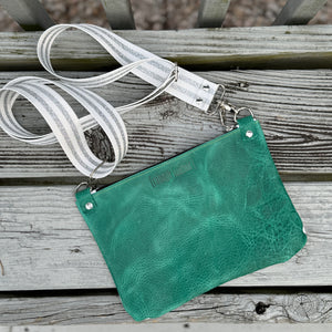 Go Small Zippered Crossbody - White + Teal