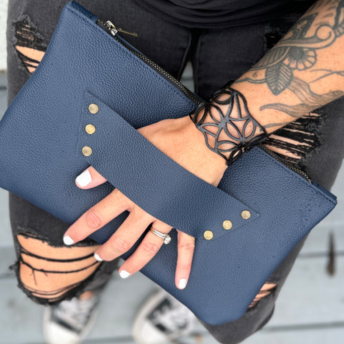 [raleigh leather] Clutch - NAVY