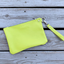 Large Zippered Wristlet - Water Malone + Neon Green
