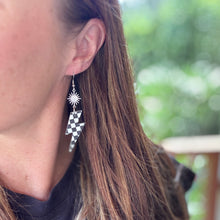 Lightning Bolt + Suns - Black and White Checkered - Earrings