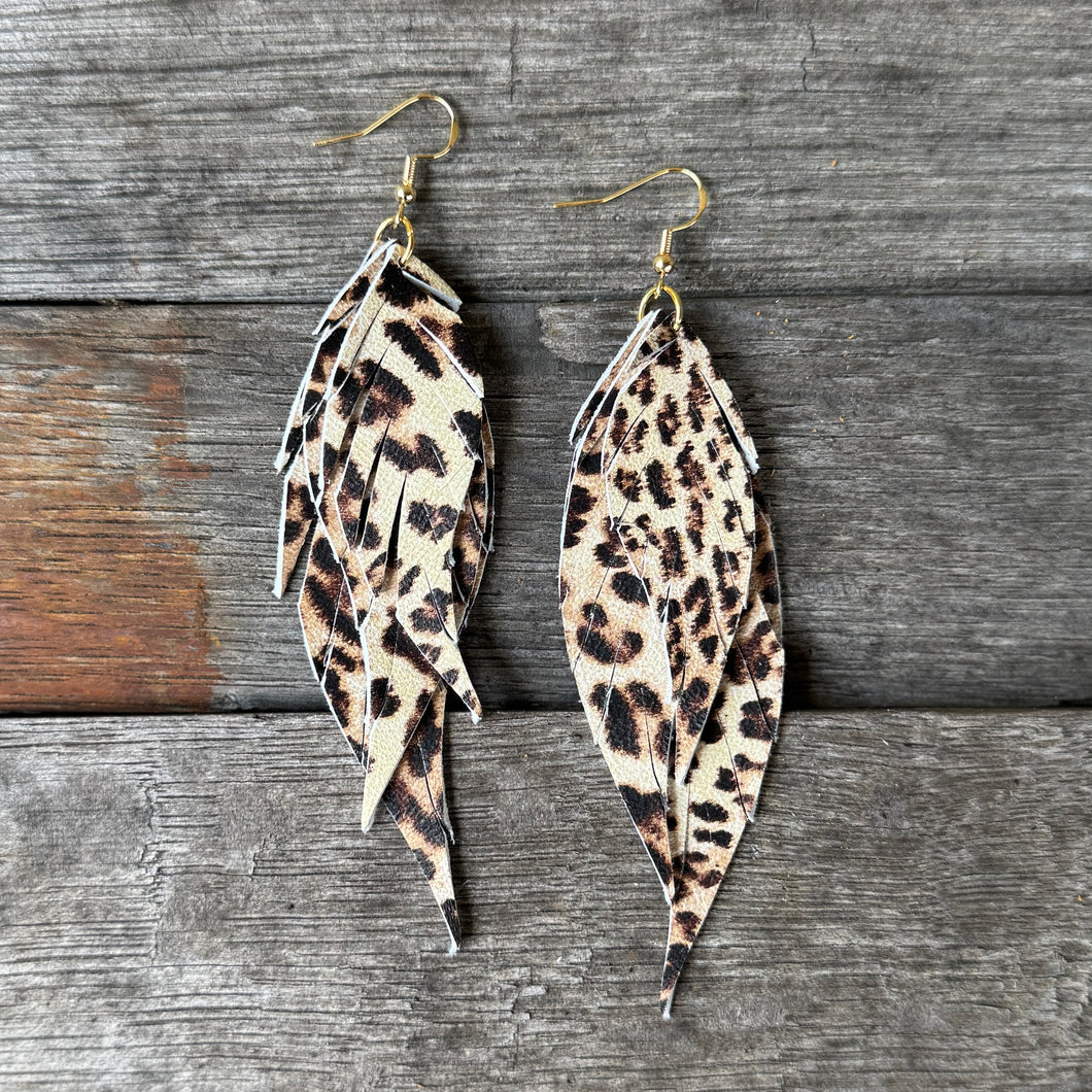 Wings of an Angel - Small - Leopard - Leather Earrings