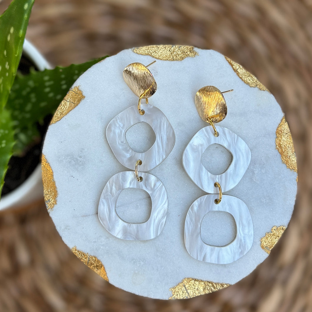 Boulder Drops - Pearl - Acrylic Earrings