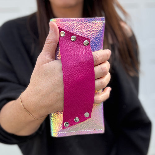 Leather Wallet - Iridescent + Pink