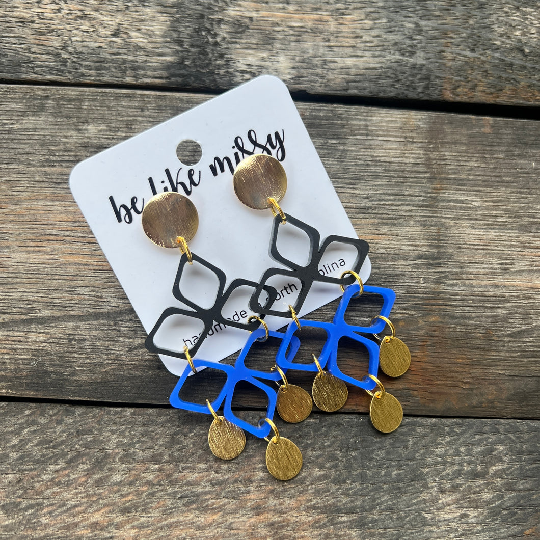 GAME DAY -  Black & Blue - Statement Earrings