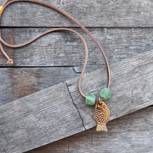 Simple Leather Necklace - Fish + Glass