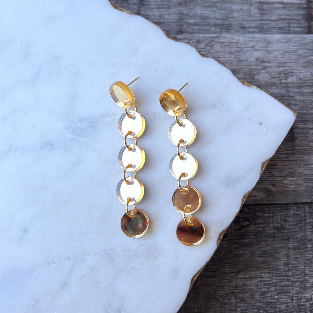 Mini Cascading Drops - Gold Mirror - Acrylic Earrings