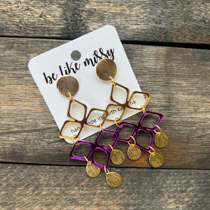 GAME DAY - Purple & Gold - Statement Earrings