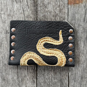 Card Wallet - Black + Gold Snake