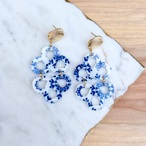 Ravello Drops - Blue and White - Acrylic Earrings