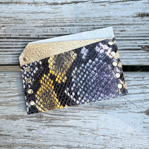 Card Wallet - Purple Snake with Gold