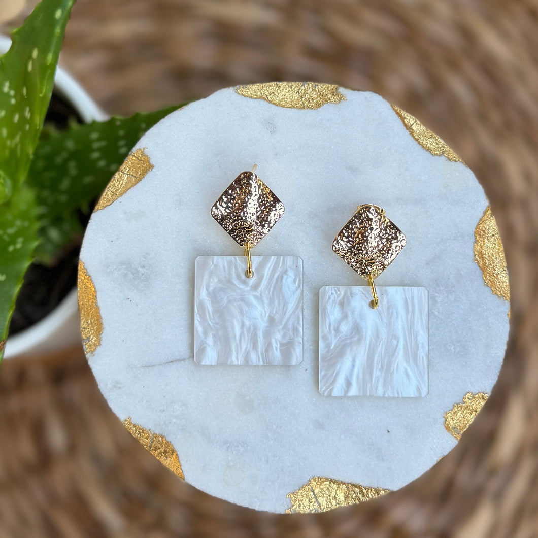 Square Drops - Pearl - Acrylic Earrings