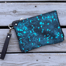 Large Zippered Wristlet - Metallic Blue Acid Wash