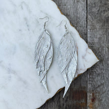 Wings of an Angel - Small - Silver Leather Earrings