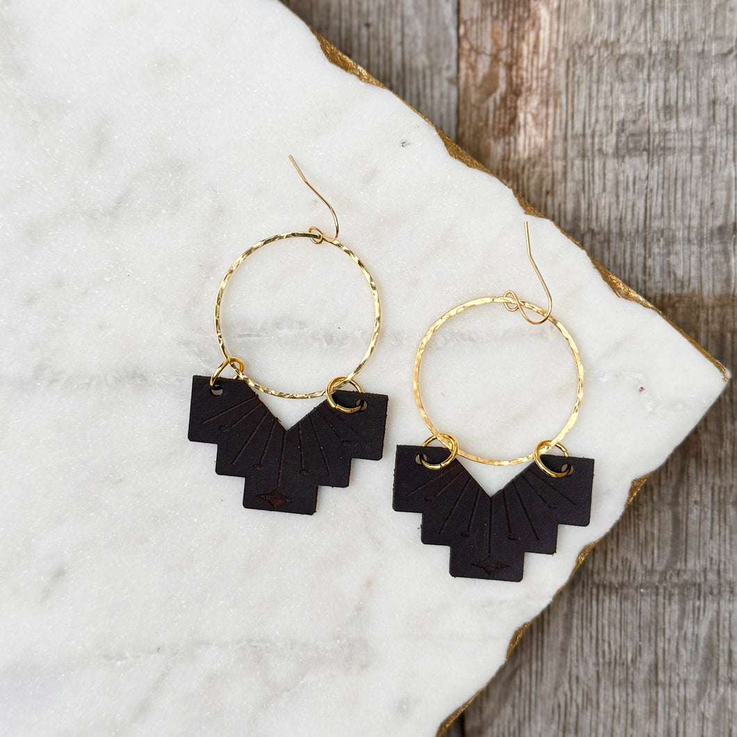 Stella - Black - Leather Earrings
