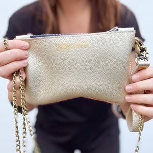 Mini Zippered Blush Bag - Champagne Back