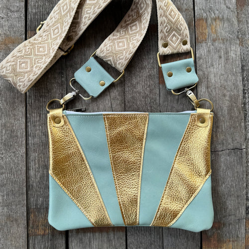 Go Small Zippered Crossbody - Minty Sage + Gold Sun