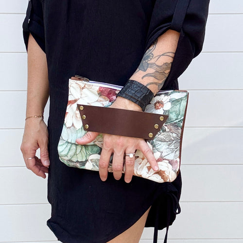 [raleigh leather] mini Clutch - Watercolor Floral