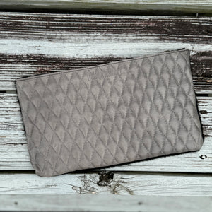 [raleigh leather] Clutch - Black Acid Wash Cowhide with Gray Diamond Stitch