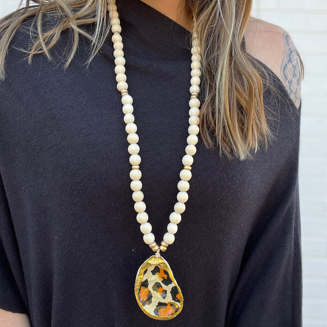 Beaded Necklace - Leopard Oyster